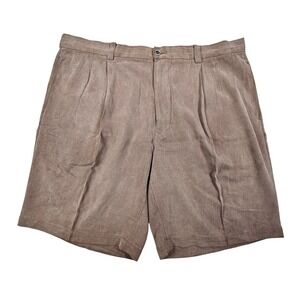 Tommy Bahama Relax Shorts Mens 38 Brown 100% Silk Pleated Luxury Tropical Chino